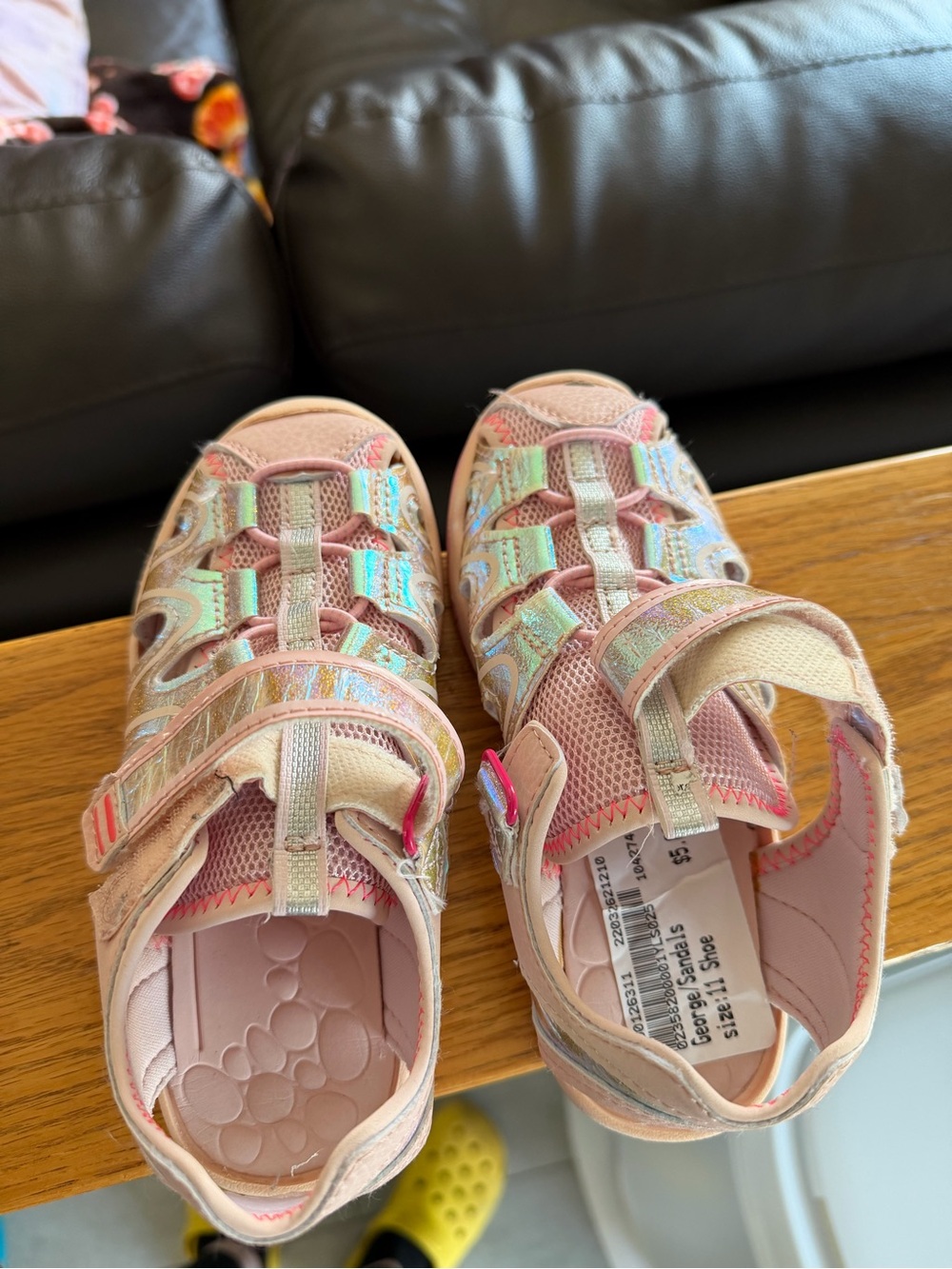 George Pastel Pink Iridescent Kids Sandals